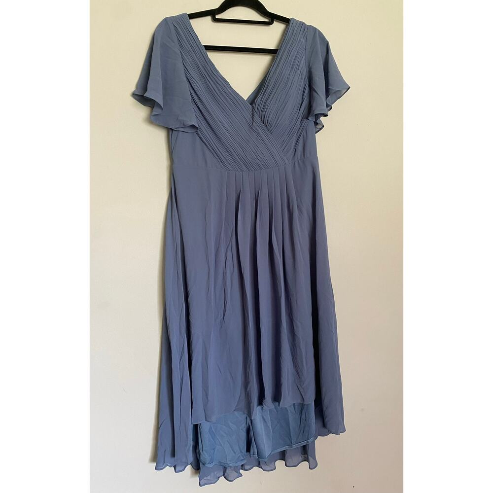 Ever Pretty Romantic Size 12 Chiffon Flutter Sleeves Asymmetrical Hem Dress